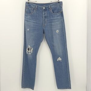 Levis 501 Jeans Womens Size 33x32 Distress Straight Leg Button Fly Rodeo Western